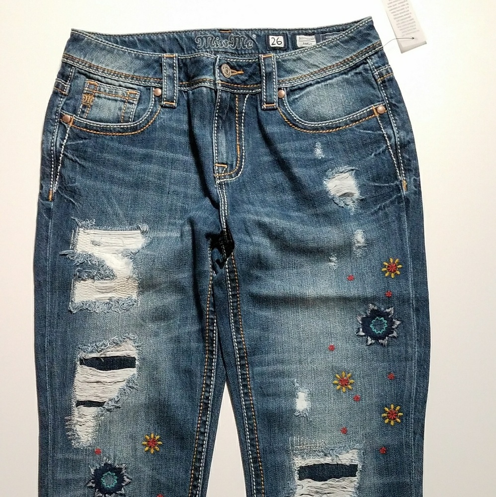Miss Me Embroidered Boyfriend Denim Jeans